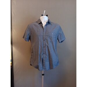 Express Dress Shirt Fitted Blue Military Button Up Short Sleeve Mens Sz MEDIUM